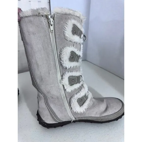 &quot;U.S. POLO&quot; Women's Faux Suede &amp; Faux Fur Lined Lace Up Gray Boots Size 9.5