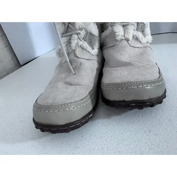 &quot;U.S. POLO&quot; Women's Faux Suede &amp; Faux Fur Lined Lace Up Gray Boots Size 9.5