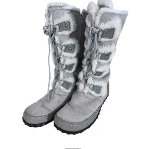 &quot;U.S. POLO&quot; Women's Faux Suede &amp; Faux Fur Lined Lace Up Gray Boots Size 9.5