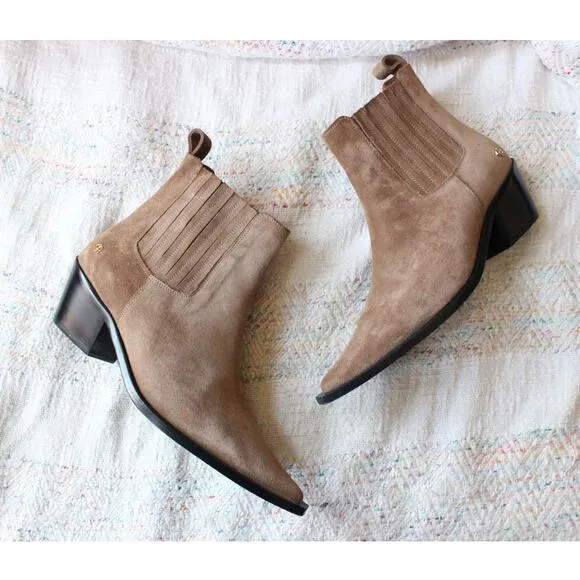 Anine Bing Brown Roy Suede Western Chelsea Boots Size 40