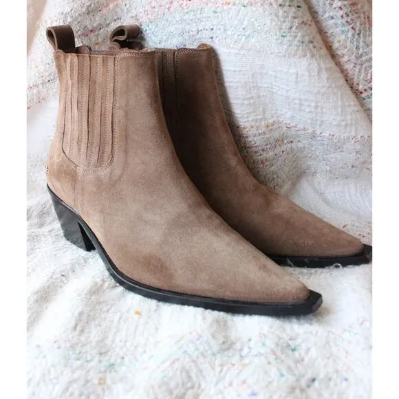 Anine Bing Brown Roy Suede Western Chelsea Boots Size 40