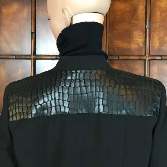 Anne Klein Paris Stroll Croc Embossed Faux Leather Zip Front Jacket