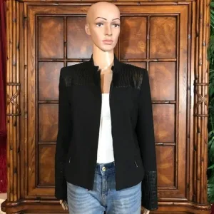 Anne Klein Paris Stroll Croc Embossed Faux Leather Zip Front Jacket