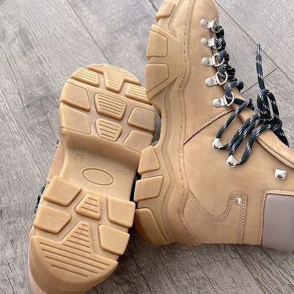 Another Project Anthropologie Hiking Boots genius leather Portugal nude Sz 39