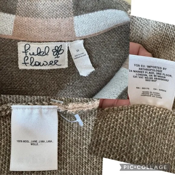 Anthropologie 100% Wool Sweater Coat Size 3X
