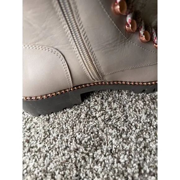 Anthropologie Cecilia New York Steampunk Leather Fur Fashion Boots Women 8