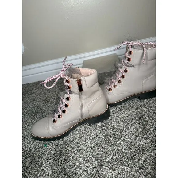 Anthropologie Cecilia New York Steampunk Leather Fur Fashion Boots Women 8