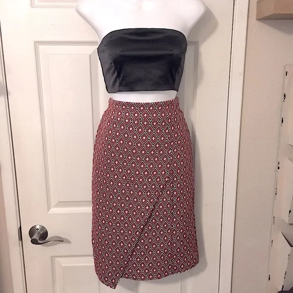 Anthropologie Mauve Faux Wrap Pencil Skirt Sz XS