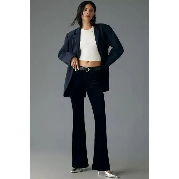 Anthropologie Pilcro Icon LowRise Corduroy Chop Pocket Flare Jeans Black Sz 34