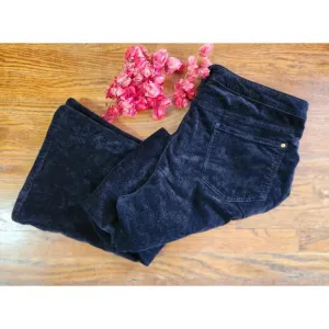 Anthropologie Pilcro Icon LowRise Corduroy Chop Pocket Flare Jeans Black Sz 34