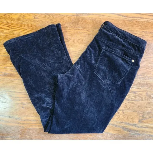 Anthropologie Pilcro Icon LowRise Corduroy Chop Pocket Flare Jeans Black Sz 34