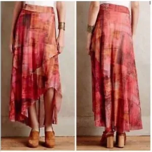 Anthropologie Weston Fallen Sun Maxi Skirt Asymmetrical $118 M