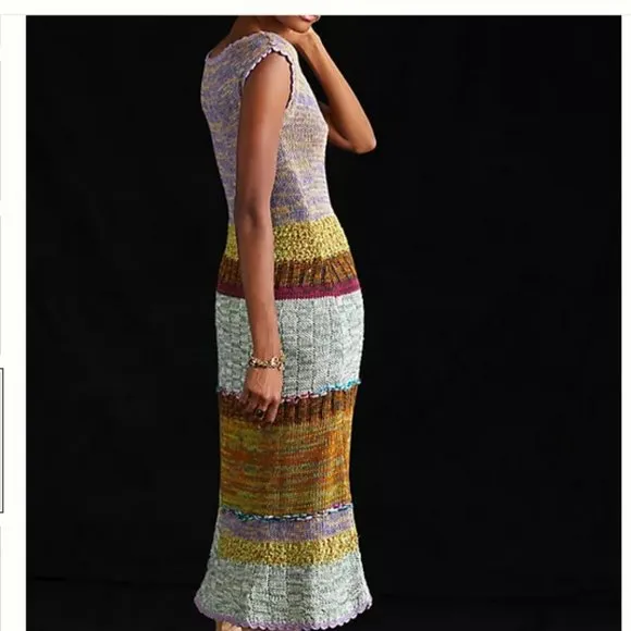 Anthropologie XL NWT Colorblocked Sweater Midi Dress Sweaterdress Knit