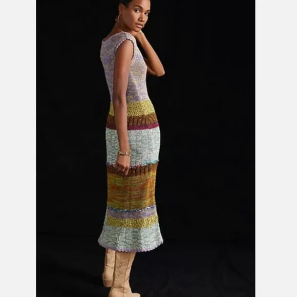 Anthropologie XL NWT Colorblocked Sweater Midi Dress Sweaterdress Knit