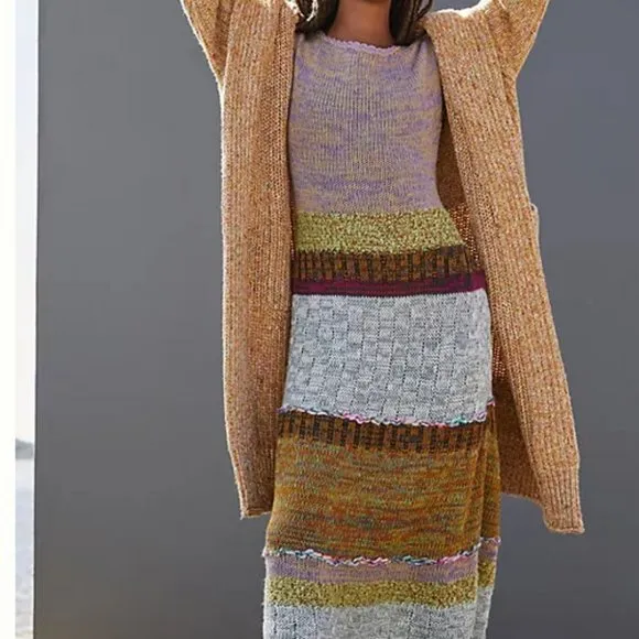 Anthropologie XL NWT Colorblocked Sweater Midi Dress Sweaterdress Knit