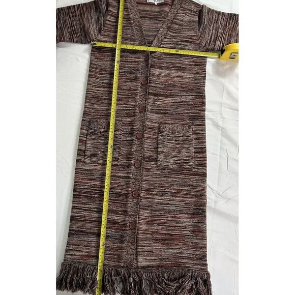 Apiece Apart Women's Freida V-Neck‎ Long Cardigan Sweater Brown Fringe Size XS