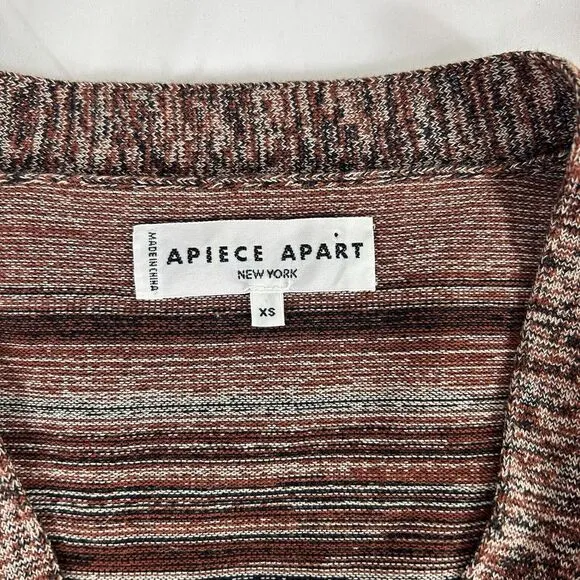Apiece Apart Women's Freida V-Neck‎ Long Cardigan Sweater Brown Fringe Size XS