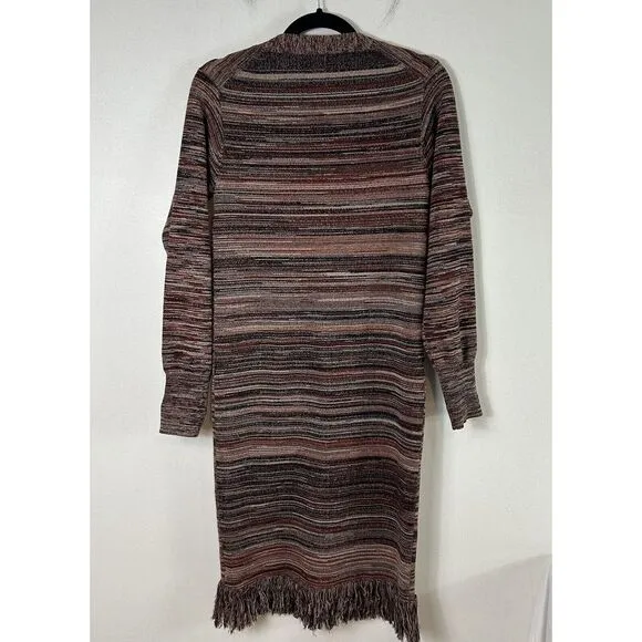 Apiece Apart Women's Freida V-Neck‎ Long Cardigan Sweater Brown Fringe Size XS