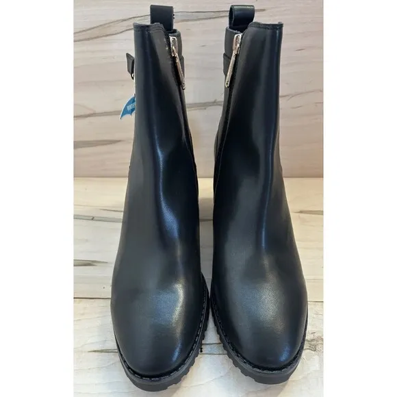 Aqua College Women's Triston Block Heel Pointed Toe Zipper Ankle Boots Sz 10M