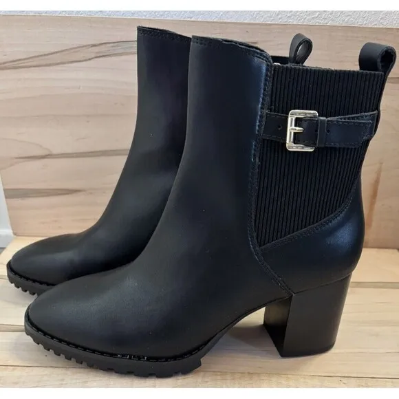 Aqua College Women's Triston Block Heel Pointed Toe Zipper Ankle Boots Sz 10M