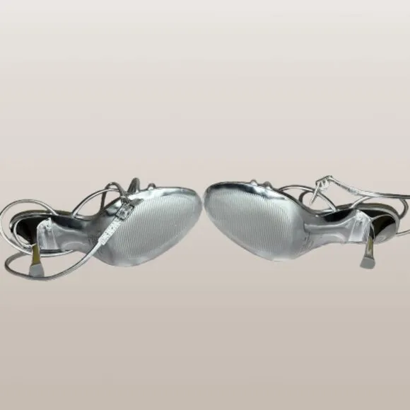 Aqua Women's Arlow Silver Strappy Heels Size 7.5
