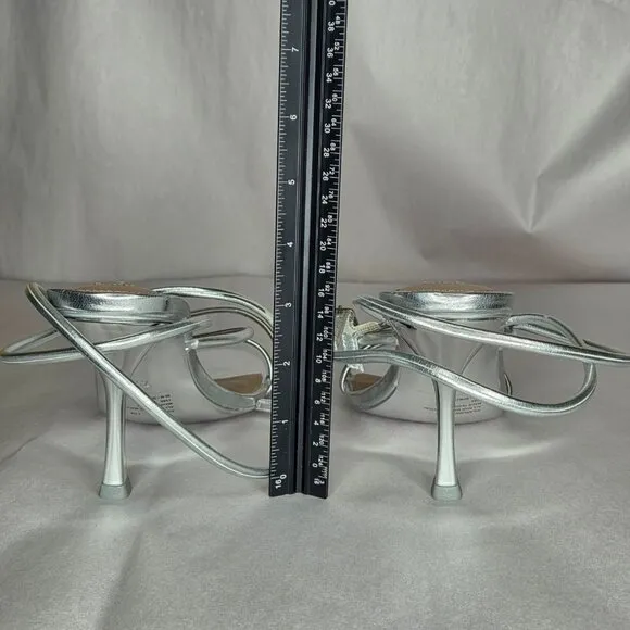 Aqua Women's Arlow Silver Strappy Heels Size 7.5