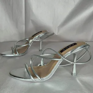 Aqua Women's Arlow Silver Strappy Heels Size 7.5