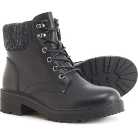 AquaDiva NIB Women's Black BRITT Leather Lace-Up Boots, Size 41 (9.5M)