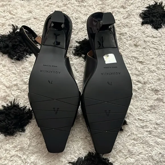 Aquatalia Adrienn Kitten Heel Slingback size 7.5 black gorgeous new heels