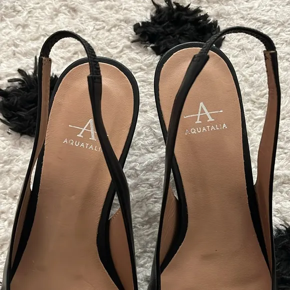 Aquatalia Adrienn Kitten Heel Slingback size 7.5 black gorgeous new heels