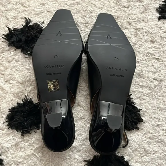 Aquatalia Adrienn Kitten Heel Slingback size 7.5 black gorgeous new heels