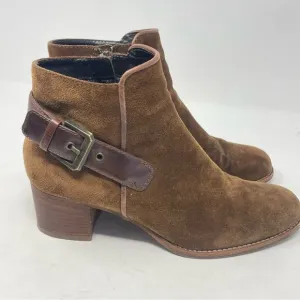 Aquatalia Brown Suede Short Boots 1 inch heel sz 7.5