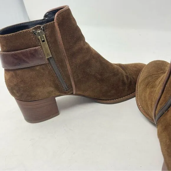 Aquatalia Brown Suede Short Boots 1 inch heel sz 7.5