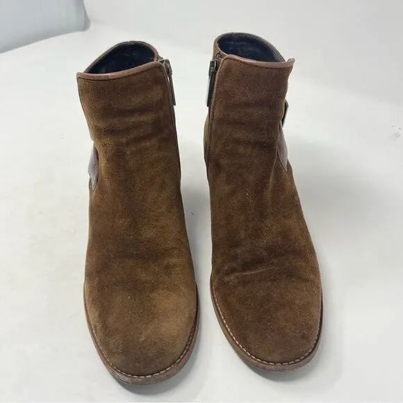 Aquatalia Brown Suede Short Boots 1 inch heel sz 7.5