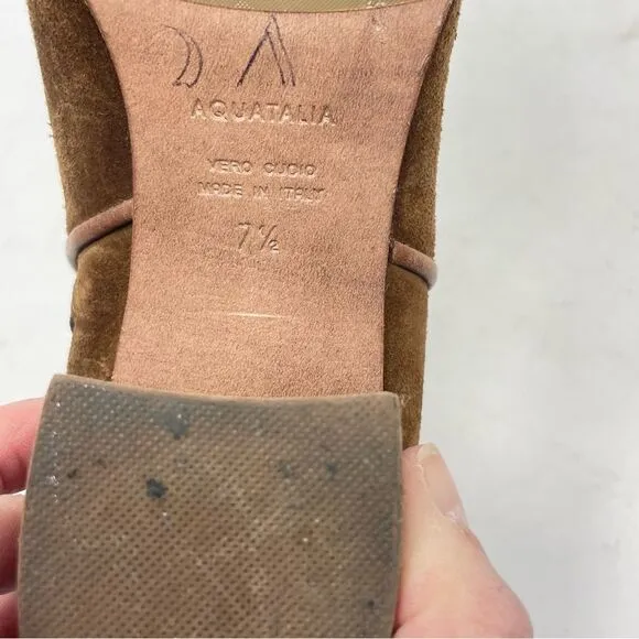 Aquatalia Brown Suede Short Boots 1 inch heel sz 7.5