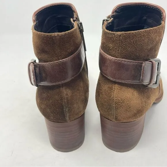 Aquatalia Brown Suede Short Boots 1 inch heel sz 7.5