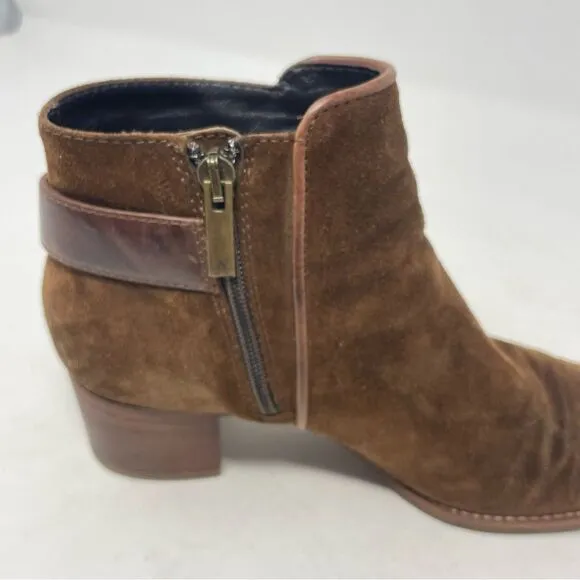 Aquatalia Brown Suede Short Boots 1 inch heel sz 7.5