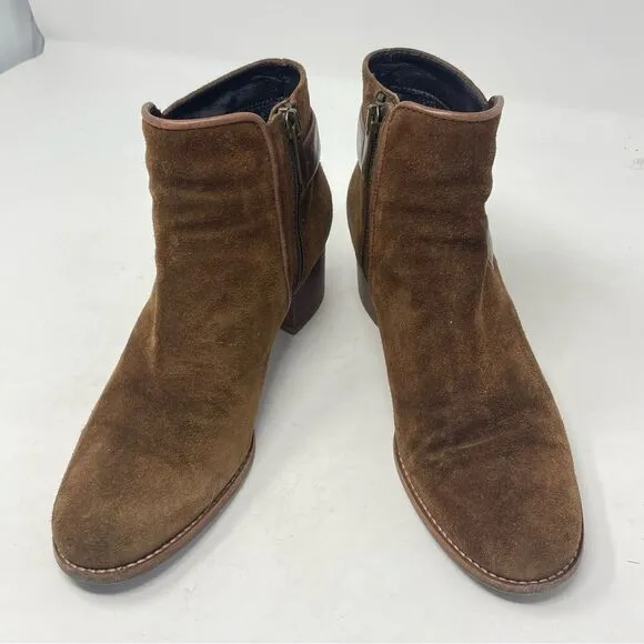 Aquatalia Brown Suede Short Boots 1 inch heel sz 7.5