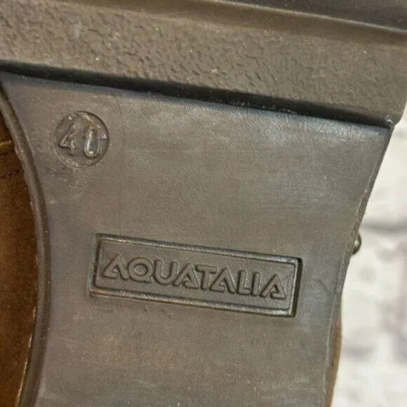 Aquatalia brown suede studded faux fur lined weatherproof boots Size 9