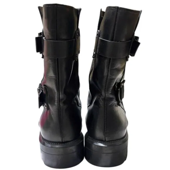 Aquatalia Double Buckle Moto Boots Black SIze 9