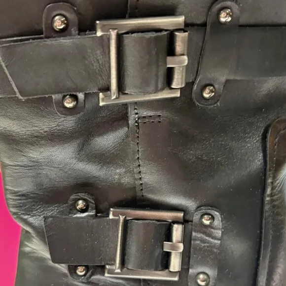 Aquatalia Double Buckle Moto Boots Black SIze 9