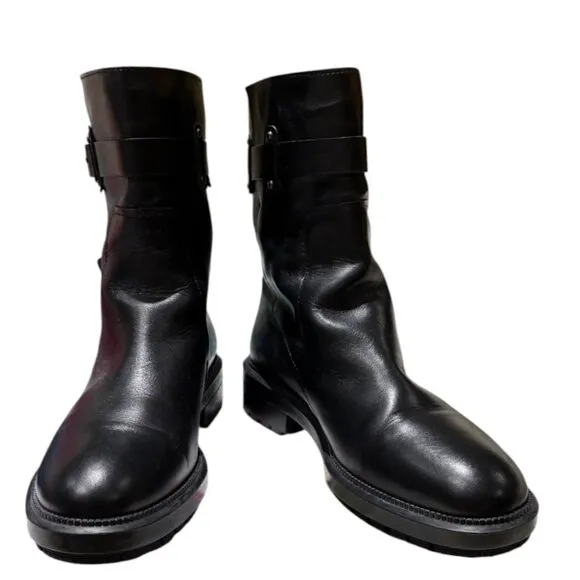 Aquatalia Double Buckle Moto Boots Black SIze 9