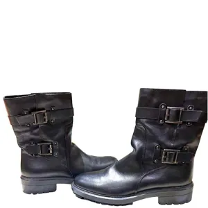 Aquatalia Double Buckle Moto Boots Black SIze 9