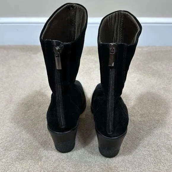 Aquatalia Suede Back Zip Wedge Short Boots Size 10