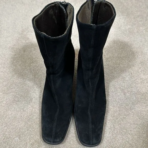 Aquatalia Suede Back Zip Wedge Short Boots Size 10