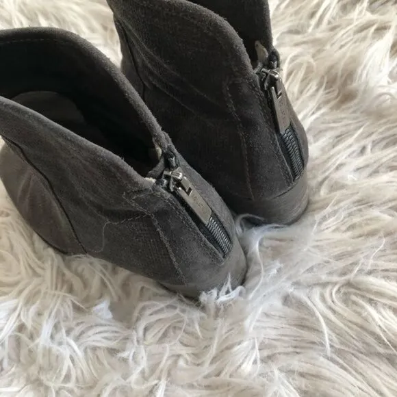 Aquatalia Suede Leather Ankle Boots 7 Gray Grey Taylor Zip Booties Shoes