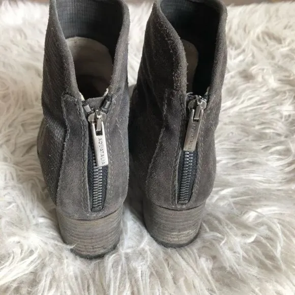 Aquatalia Suede Leather Ankle Boots 7 Gray Grey Taylor Zip Booties Shoes