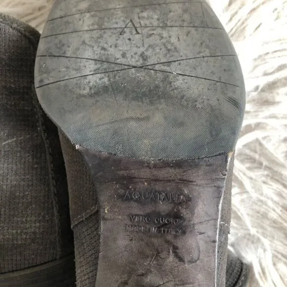 Aquatalia Suede Leather Ankle Boots 7 Gray Grey Taylor Zip Booties Shoes