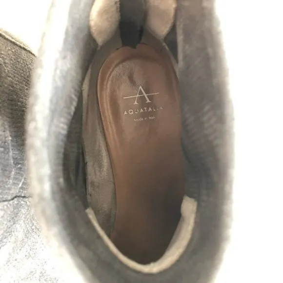 Aquatalia Suede Leather Ankle Boots 7 Gray Grey Taylor Zip Booties Shoes