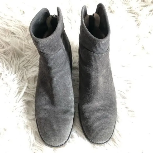 Aquatalia Suede Leather Ankle Boots 7 Gray Grey Taylor Zip Booties Shoes